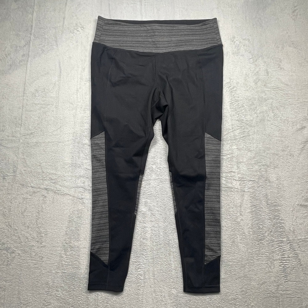 Livi Active Leggings Women 18/20 Black Gray Space Dye Colorblock Athletic Pants